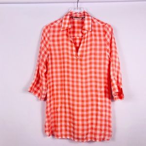 SOFT SURROUNDINGS Al Fresco Orange Plaid Tunic